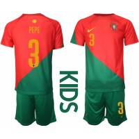 Portugal Pepe #3 Hjemmedraktsett Barn VM 2022 Kortermet (+ Korte bukser)